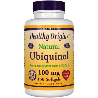 Убіхінол натуральний, Ubiquinol (Active form of CoQ10), Healthy Origins, 100 мг, 150 гелевих капсул - фото