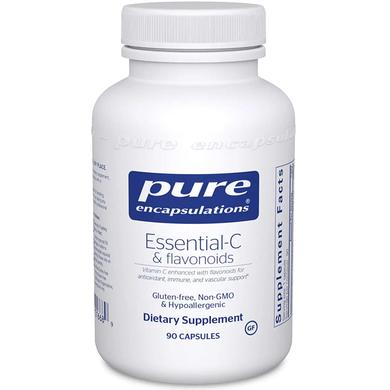 Essential-C і флавоноїди, Essential-C & flavonoids, антиоксидантний, імунна і судинна підтримка, Pure Encapsulations, 90 капсул - фото