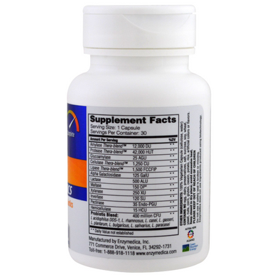 Ферменты и пробиотики, Digest + Probiotics, Enzymedica, 30 капсул - фото