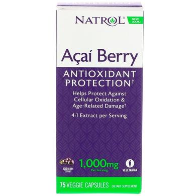 Асаи (супер), AcaiBerry, Natrol, 1000 мг, 75 капсул - фото