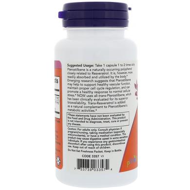 Ресвератрол / птеростильбен, Pterostilbene & Resveratrol, Now Foods, 50/250 мг, 60 капсул - фото