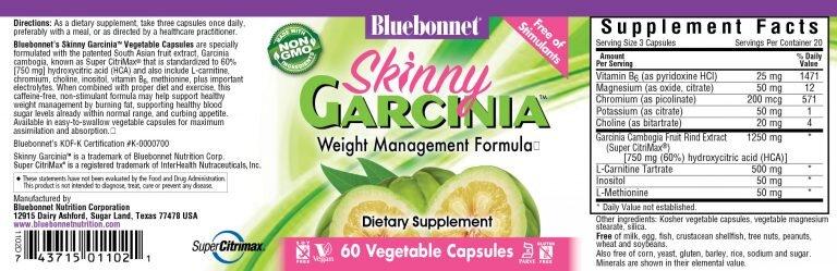 Гарциния, формула управления весом, Skinny Garcinia, Bluebonnet Nutrition, 60 вегетарианских капсул - фото