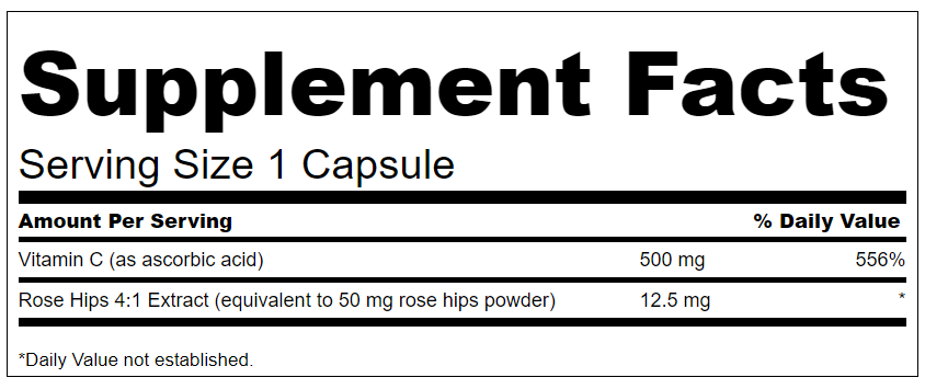 Вітамін С з шипшиною, Vitamin C with Rose Hips, Swanson, 500 мг, 100 капсул - фото