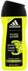 Гель для душу, Pure Game, 3 in 1 Body, Hair and Face, Аdidas, 250 мл - фото