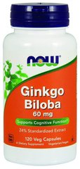 Гинкго Билоба, Ginkgo Biloba, Now Foods, 60 мг, 120 капсул - фото