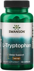 L-триптофан, L-Tryptophan, Swanson, 500 мг, 60 капсул - фото