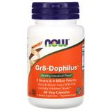 Пробіотики, Gr8-Dophilus, Now Foods, 4 млрд ДЕЩО, 60 капсул, фото
