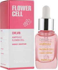 Зволожуюча сироватка з фітостовбуровими клітинами, DR.V8 Ampoule Solution Flower Cell, FarmStay, 30 мл - фото