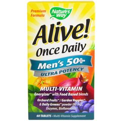 Витамины для мужчин 50+, Alive! Men's Multi-Vitamin, Nature's Way, 60 таблеток - фото