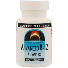 Витамин В12 (комплекс), Advanced B-12, Source Naturals, 5 мг, 60 леденцов - фото