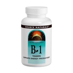 Тиамин, B-1, Thiamin, Source Naturals, 100 мг, 100 таблеток - фото