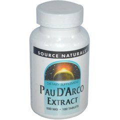 По д'арко, Pau D'Arco, Source Naturals, 500 мг, 100 таблеток - фото