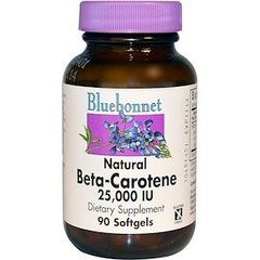 Бета каротин, Beta-Carotene, Bluebonuet, 25,000 МЕ, 90 капсул - фото