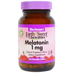 Мелатонін, смак малини, Melatonin, Bluebonnet Nutrition, 1 мг, 120 жувальних таблеток - фото