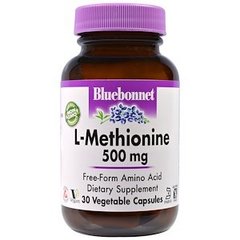 L метіонін, L-Methionine, Bluebonnet Nutrition, 500 мг, 30 капсул - фото