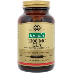 Конъюгированная линолевая кислота, Tonalin CLA (Тоналин), Solgar, 1300 мг, 60 капсул - фото