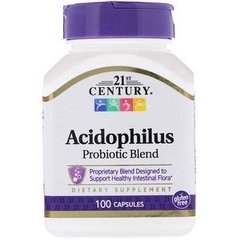 Пробиотики, Acidophilus, 21st Century, 100 капсул - фото