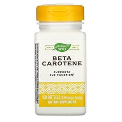 Бета Каротин (Витамин А), 25 000 МЕ, Nature's Way, 100 гелевых капсул - фото