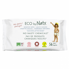 Детские влажные салфетки с легким запахом, Sensitive Wipes, Eco by Naty, 56 шт - фото