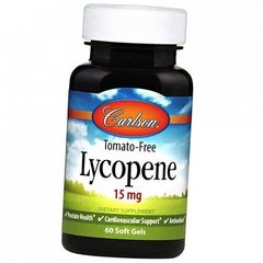 Ликопин, Lycopene, Carlson Labs, 15 мг, 60 гелевых капсул - фото