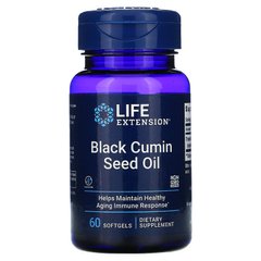 Масло черного тмина, Black Cumin, Life Extension, из семян, 60 капсул - фото