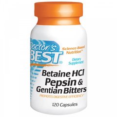 Бетаин гидрохлорид + пепсин, Betaine HCL Pepsin, Doctor's Best, 120 капсул - фото