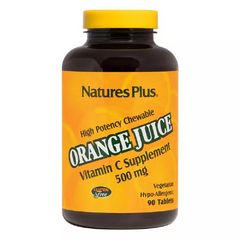 Вітамін С, Orange Juice Vitamin C, Nature's Plus, 500 мг, 90 жувальних таблеток - фото
