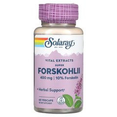 Форсколин, Super Forskohlii, Solaray, Ayurvedic Herbs, 400 мг, 60 капсул - фото
