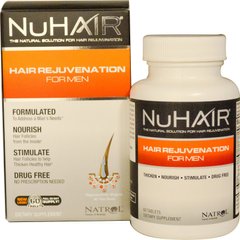 Формула зміцнення волосся (для чоловіків), NuHair Hair Rejuvenation, Natrol, 60 таблеток - фото