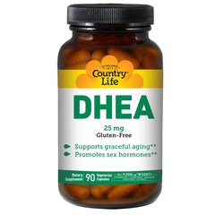 ДГЭА (дегидроэпиандростерон), DHEA, Country Life, 25 мг, 90 капсул - фото