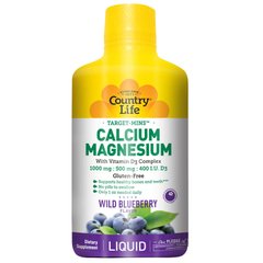 Кальций Магний, Liquid Calcium Magnesium, Country Life, черника, 944 мл - фото