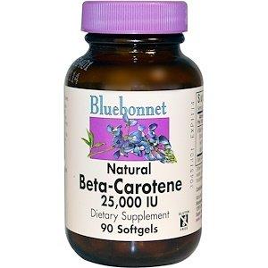 Бета каротин, Beta-Carotene, Bluebonuet, 25,000 МО, 90 капсул - фото