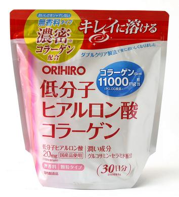 Низькомолекулярна гіалуронова кислота та колаген, Orihiro, пакет 180 г - фото