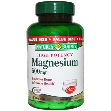 Магний оксид, Magnesium, Nature's Bounty, 500 мг, 200 таблеток - фото