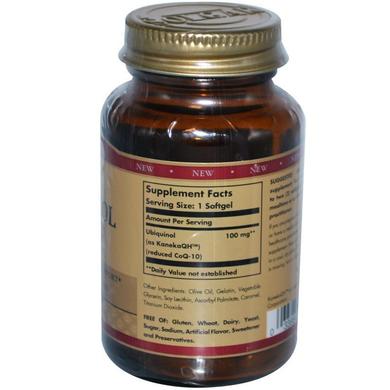 Коэнзим Q10 Убихинол, Ubiquinol, Solgar, уменьшенный, 100 мг, 50 жидких капсул - фото