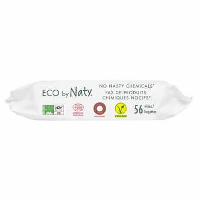 Дитячі вологі серветки з легким запахом, Sensitive Wipes, Eco by Naty, 56 шт - фото