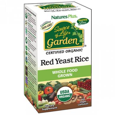 Червоний дріжджовий рис, Red Yeast Rice, Nature's Plus, Source of Life Garden, органік, 60 капсул - фото