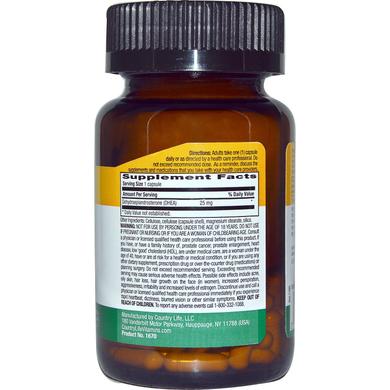 DHEA (дегідроепіандростерон), DHEA, Country Life, 25 мг, 90 капсул - фото
