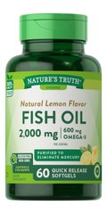 Риб'ячий жир зі смаком лимона, Fish Oil, Nature's Truth, 1000 мг, 60 гелевих капсул - фото