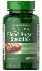 Нормализация уровня сахара в крови, Blood Sugar Specifics, Puritan's Pride, с корицей и хромом, 60 капсул - фото