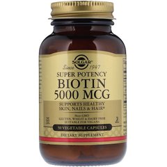 Биотин, Biotin, Solgar, 5000 мкг, 50 капсул - фото