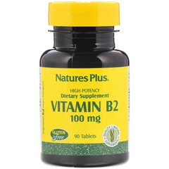 Рибофлавин, Витамин B-2, Vitamin B-2, Nature's Plus, 100 мг, 90 таблеток - фото