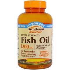 Риб'ячий жир, Extra Strength Fish Oil, Sundown Naturals, 1200 мг, 100 капсул - фото