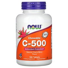 Витамин С-500, Now Foods, ягодный вкус, 100 таблеток - фото