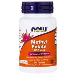 Фолиевая кислота, метилированная, Methyl Folate, Now Foods, 1000 мкг, 90 таблеток - фото