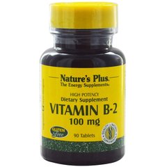 Рибофлавин, Витамин B-2, Vitamin B-2, Nature's Plus, 100 мг, 90 таблеток - фото