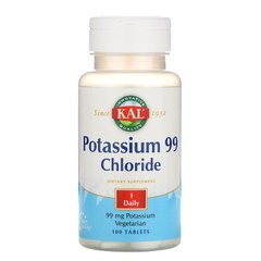 Калий хлорид, Potassium Chloride, Kal, 99 мг, 100 таблеток - фото