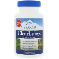 Поддержка органов дыхания, ClearLungs, RidgeCrest Herbals, 120 растительных капсул - фото