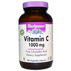 Витамин С (аскорбиновая кислота), Vitamin C, Bluebonnet Nutrition, 1000 мг, 180 капсул - фото