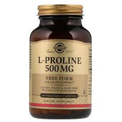 Пролин, L-Proline, Solgar, 500 мг, 100 капсул - фото